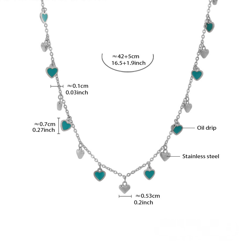Heart Shaped Oil Drop Pendant Necklace Bracelet Jewelry Set