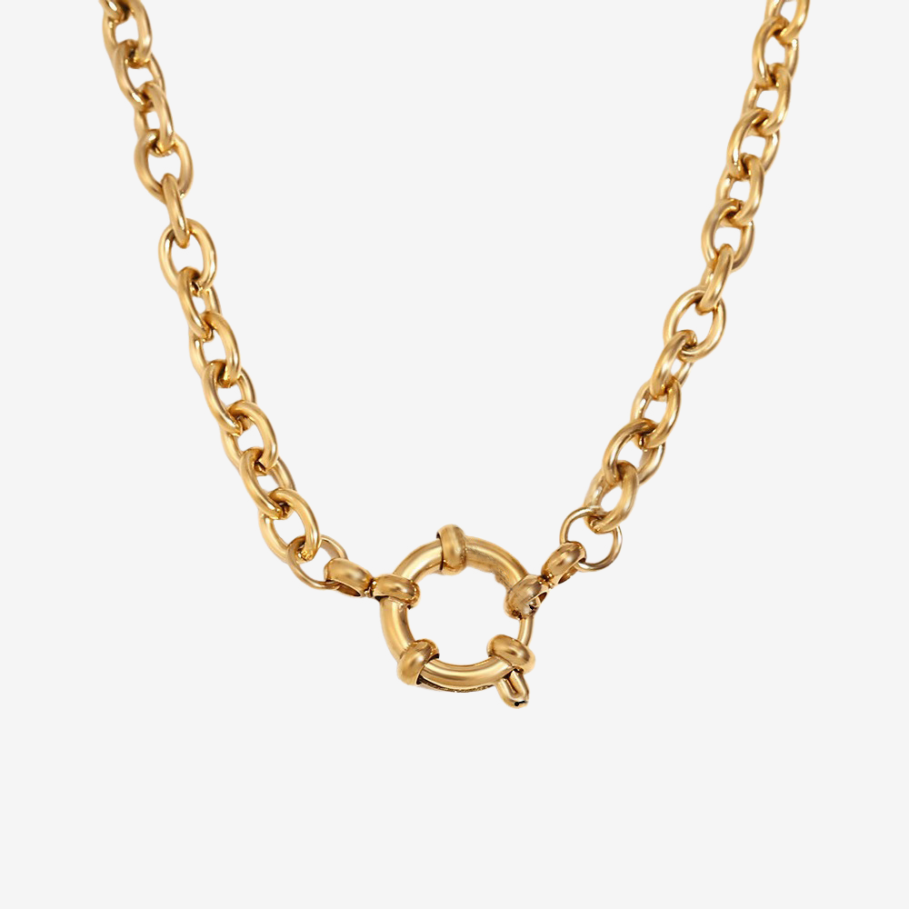 Stainless Steel Cable Chain Sailor Buckle Necklace