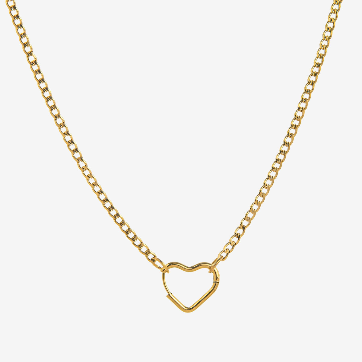Stainless Steel Heart Live Buckle Chain Necklace