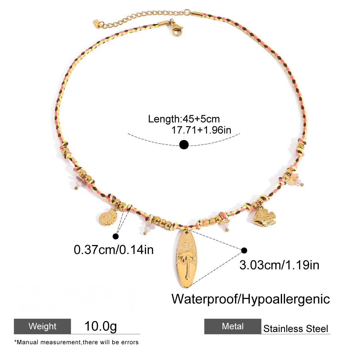 Stainless Steel Ocean Wind Pendant Braided Necklace