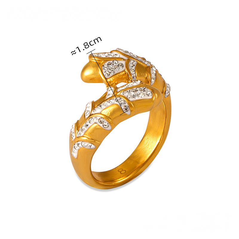 18K Gold PVD Stainless Steel Czech Diamond Ring