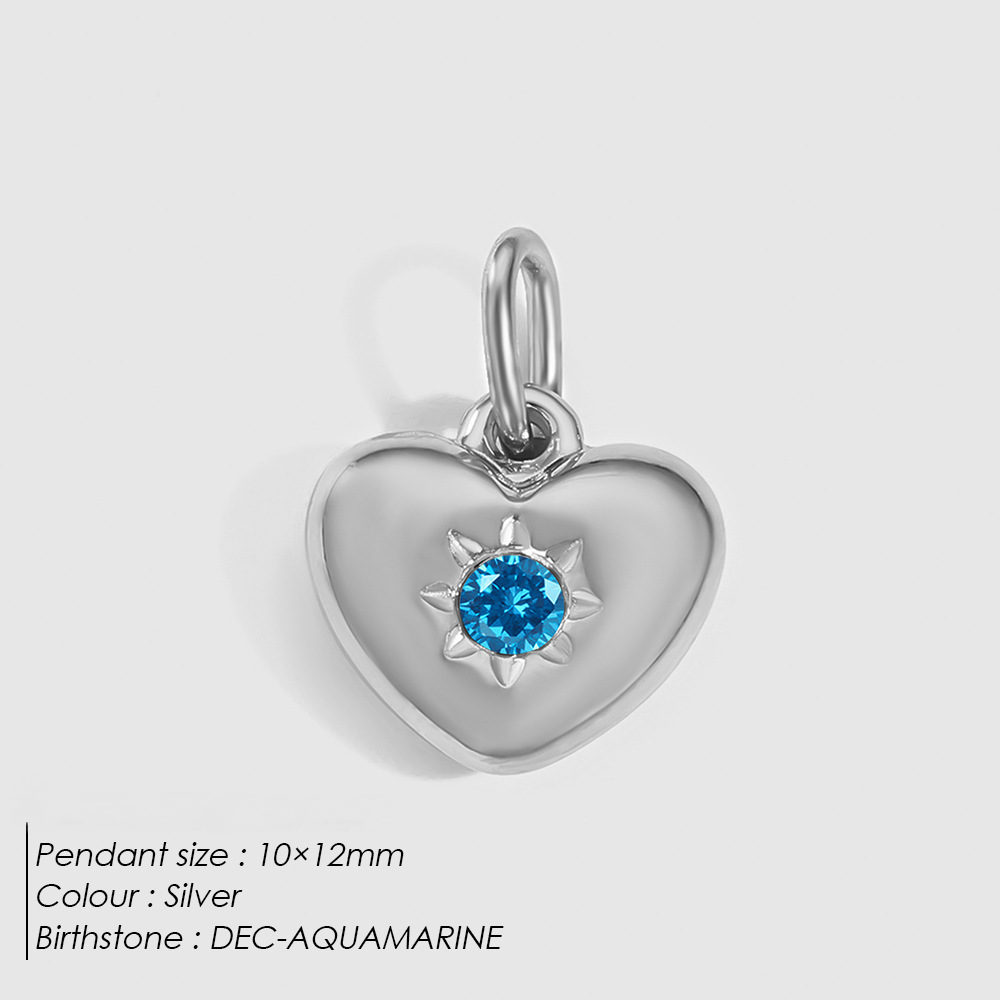 Stainless Steel Rhinestone Heart Pendant