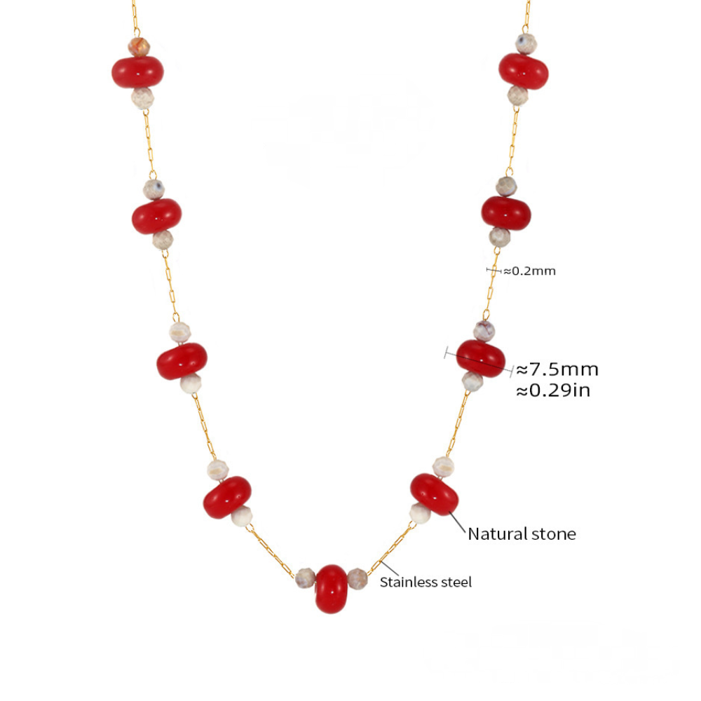 Stainless Steel Natural Stone Beaded Necklace