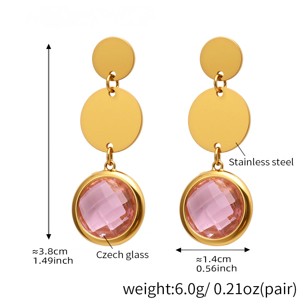 18K Gold PVD Cut Glass Circular Tassel Earrings