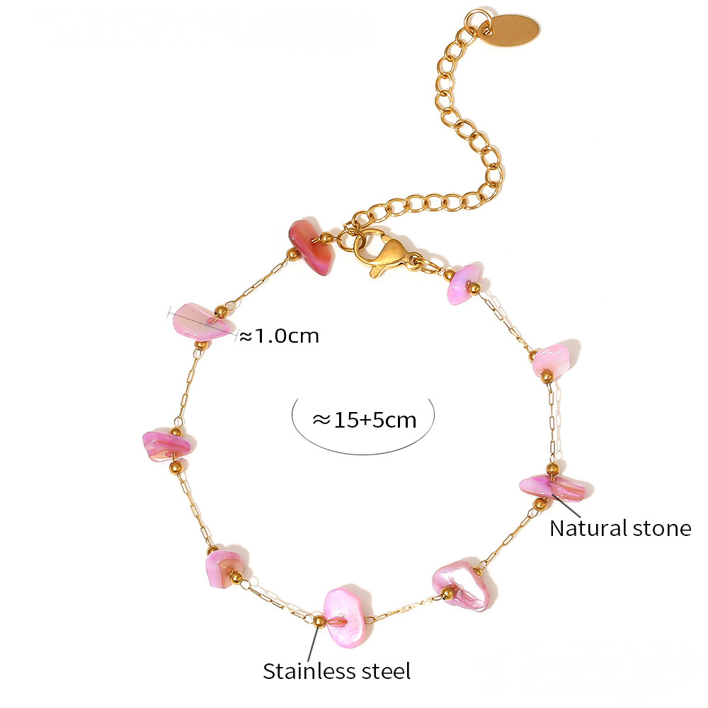Pink Purple Natural Stone Beaded Necklace Bracelet Jewelry Suit