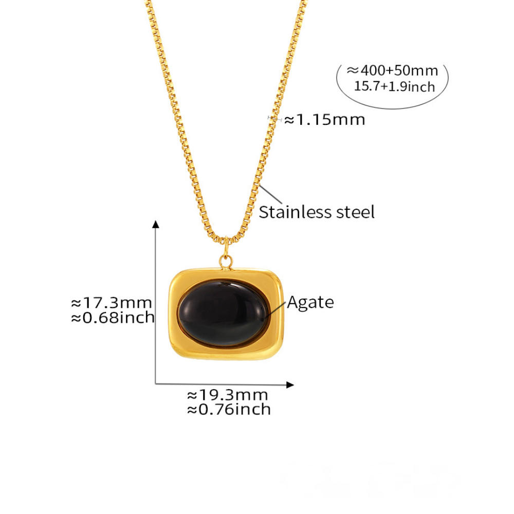 Natural Black Agate Earrings Necklace Ring Jewelry Suit