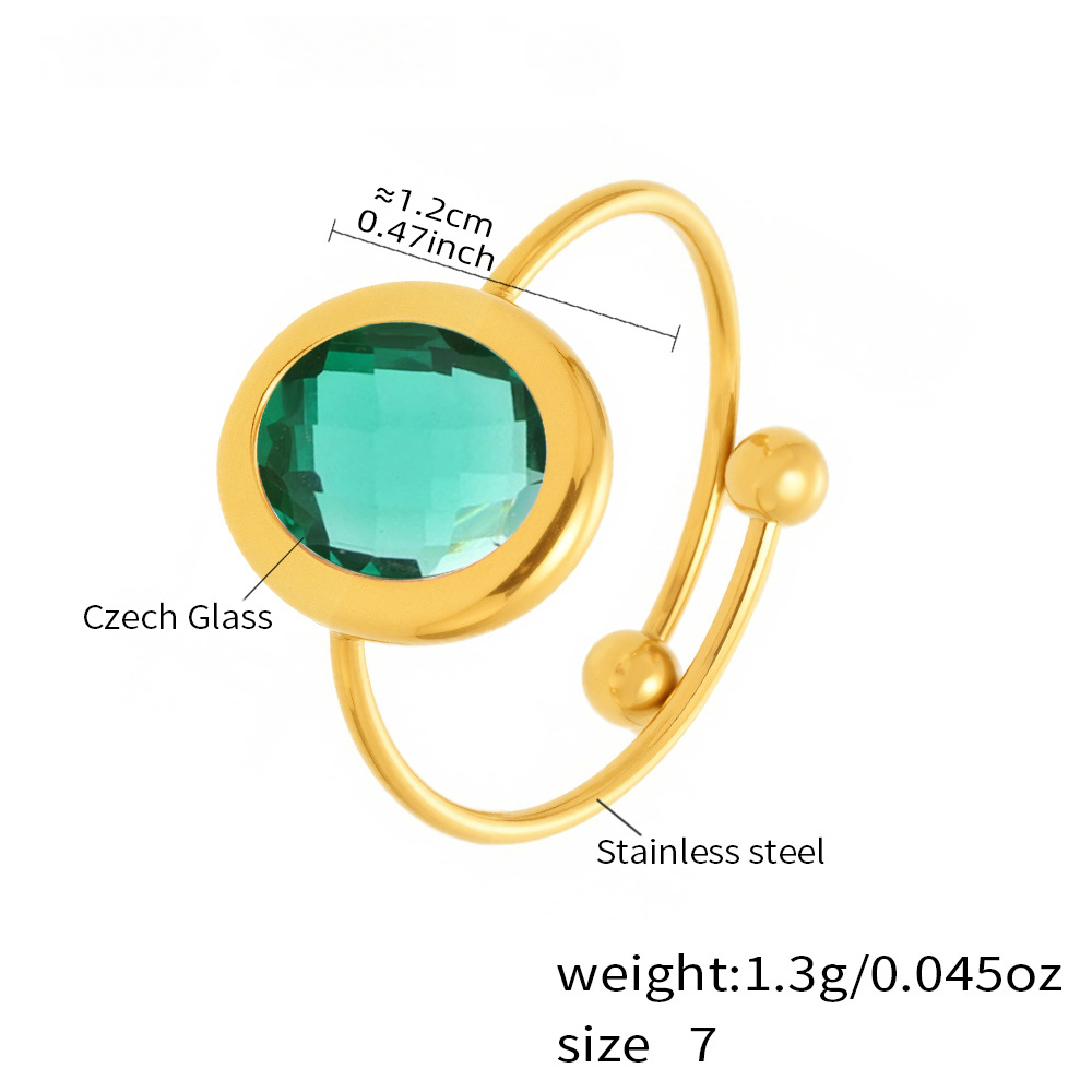 Stainless Steel 18K Gold PVD Cut Glass Steel Ball Ring