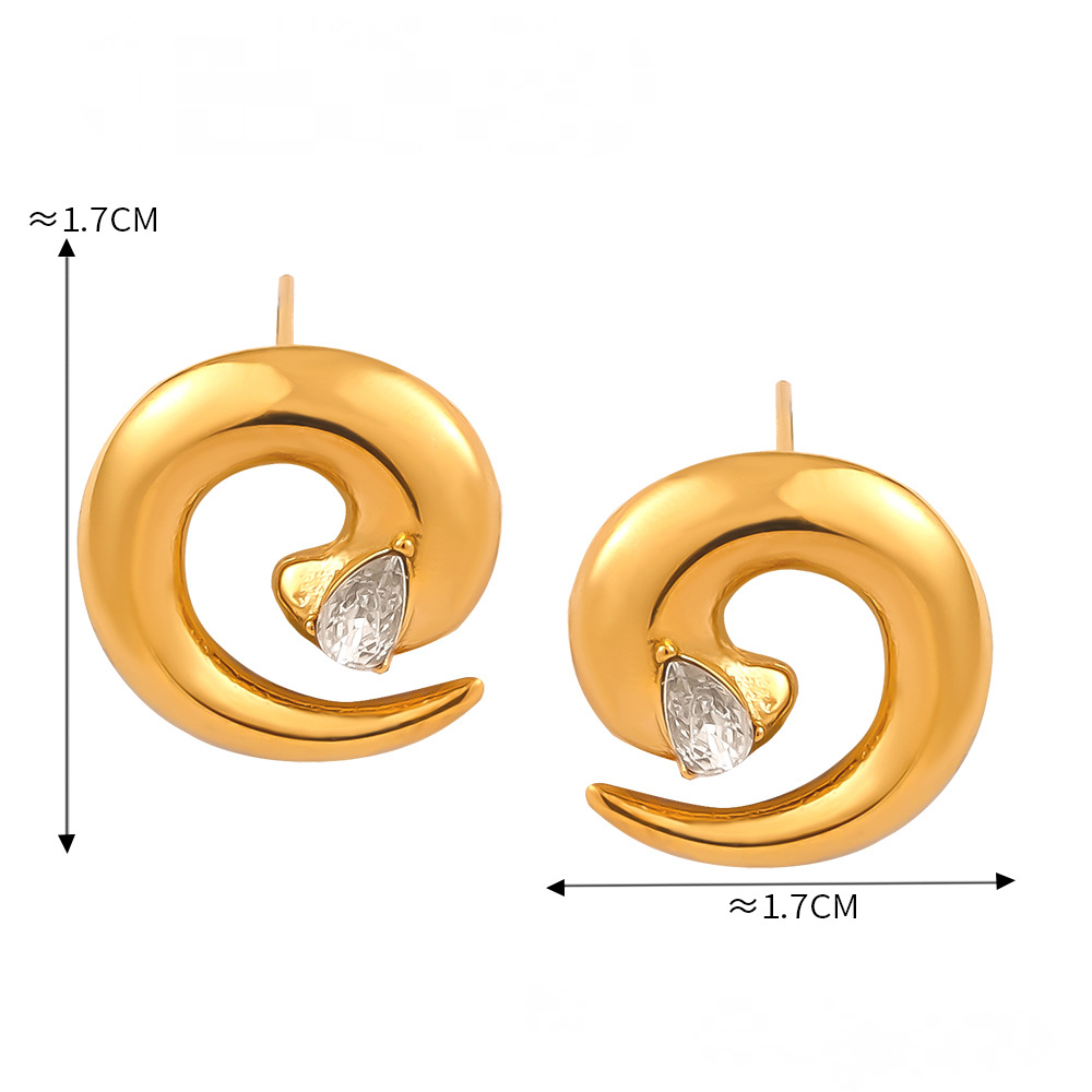 Stainless Stee Spiral Ring Earrings Jewelry Suit