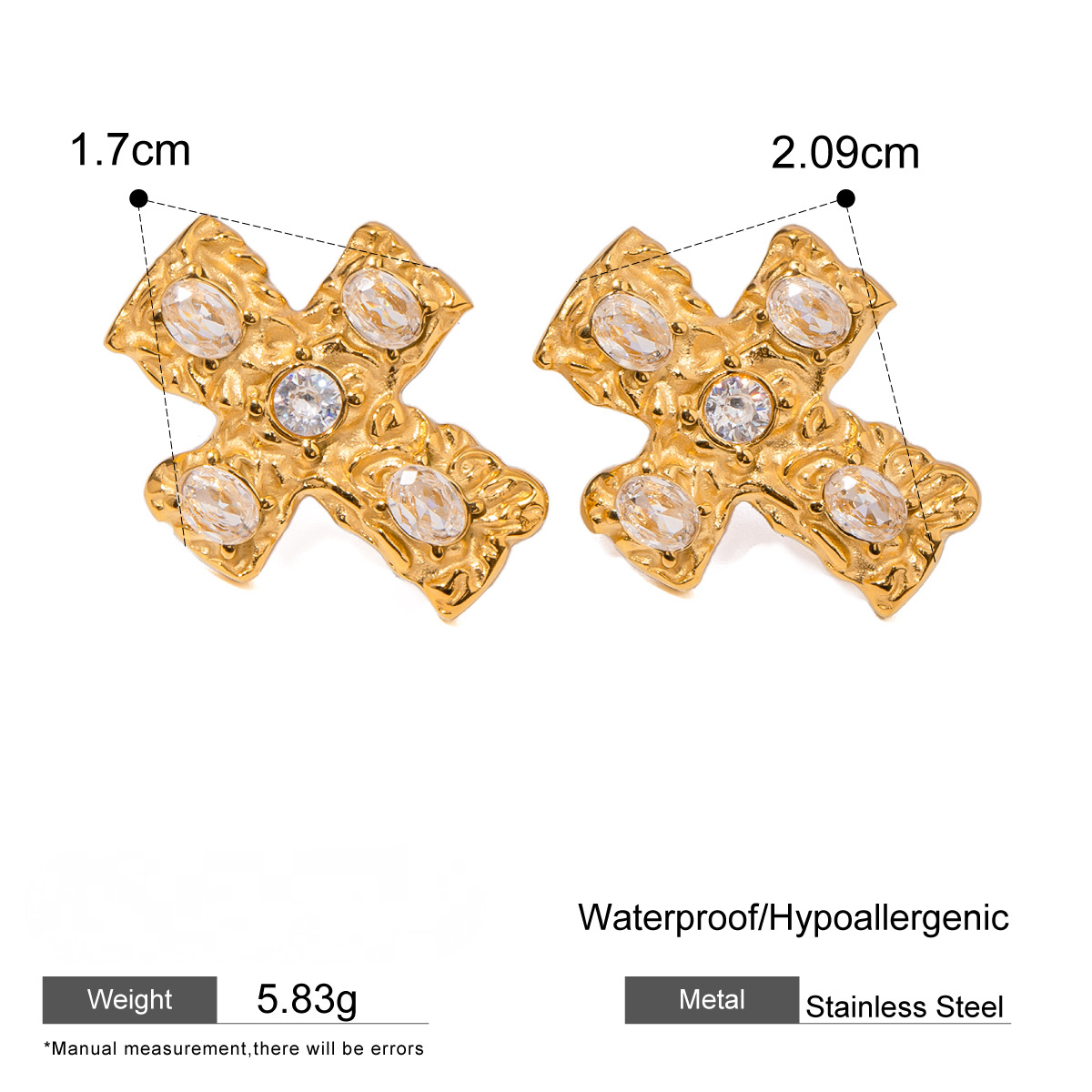 Stainless Steel Cross Flame Earrings Necklace Jewelry Set