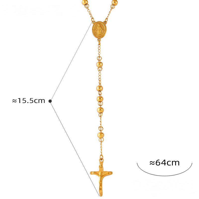 Stainless Steel Hip Hop Cross Pendant Tassel Necklace