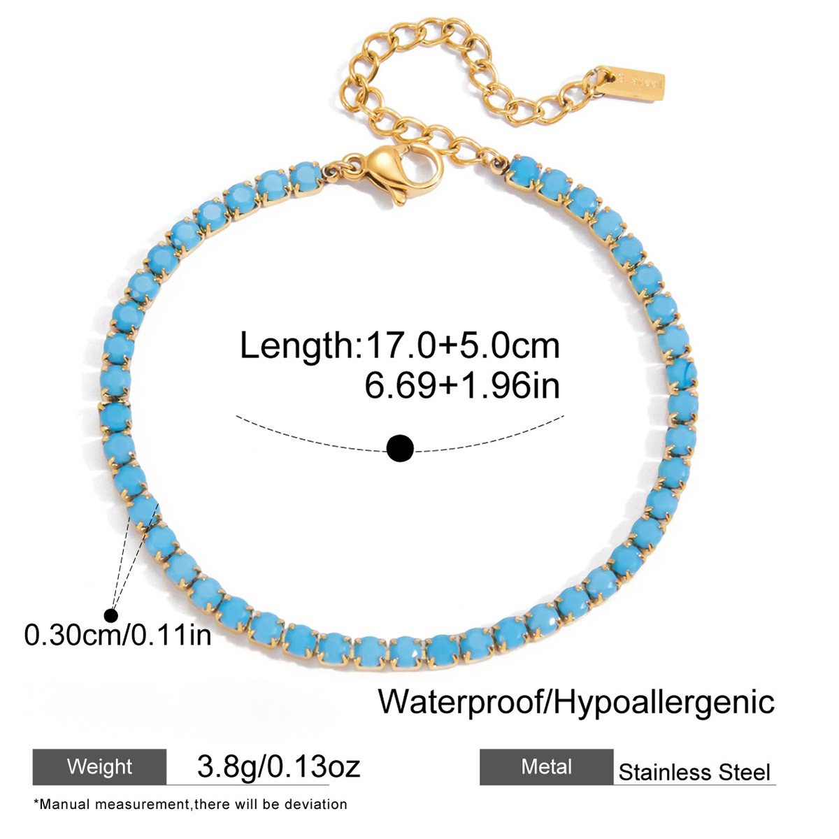 Stainless Steel Rhinestone Double-layer Bracelet