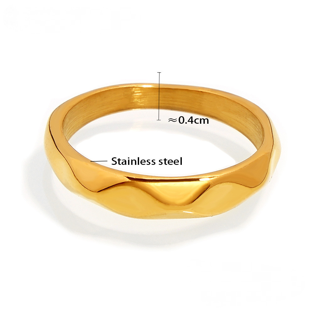 Stainless Steel Simple Stacking Czech Diamond Rhinestone Ring