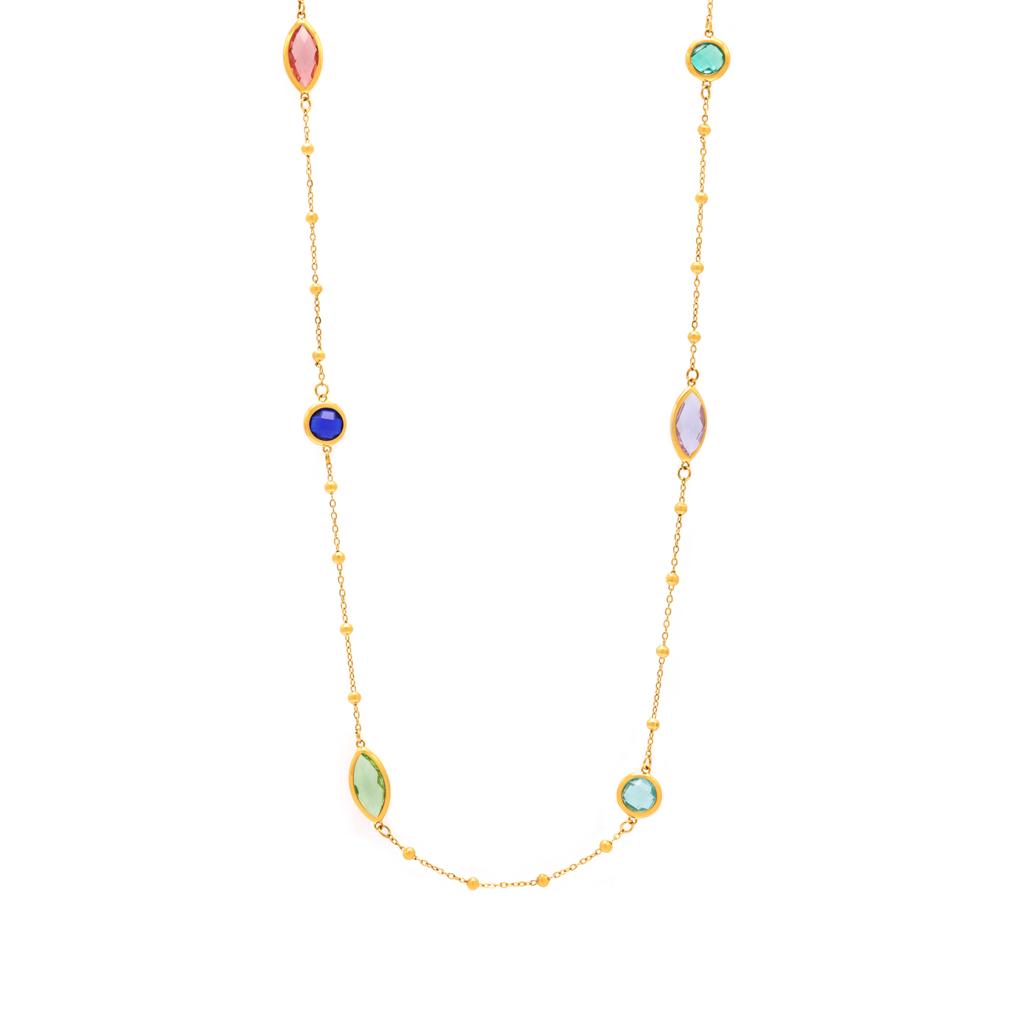 Transparent Cut Glass Small Steel Ball Long Necklace