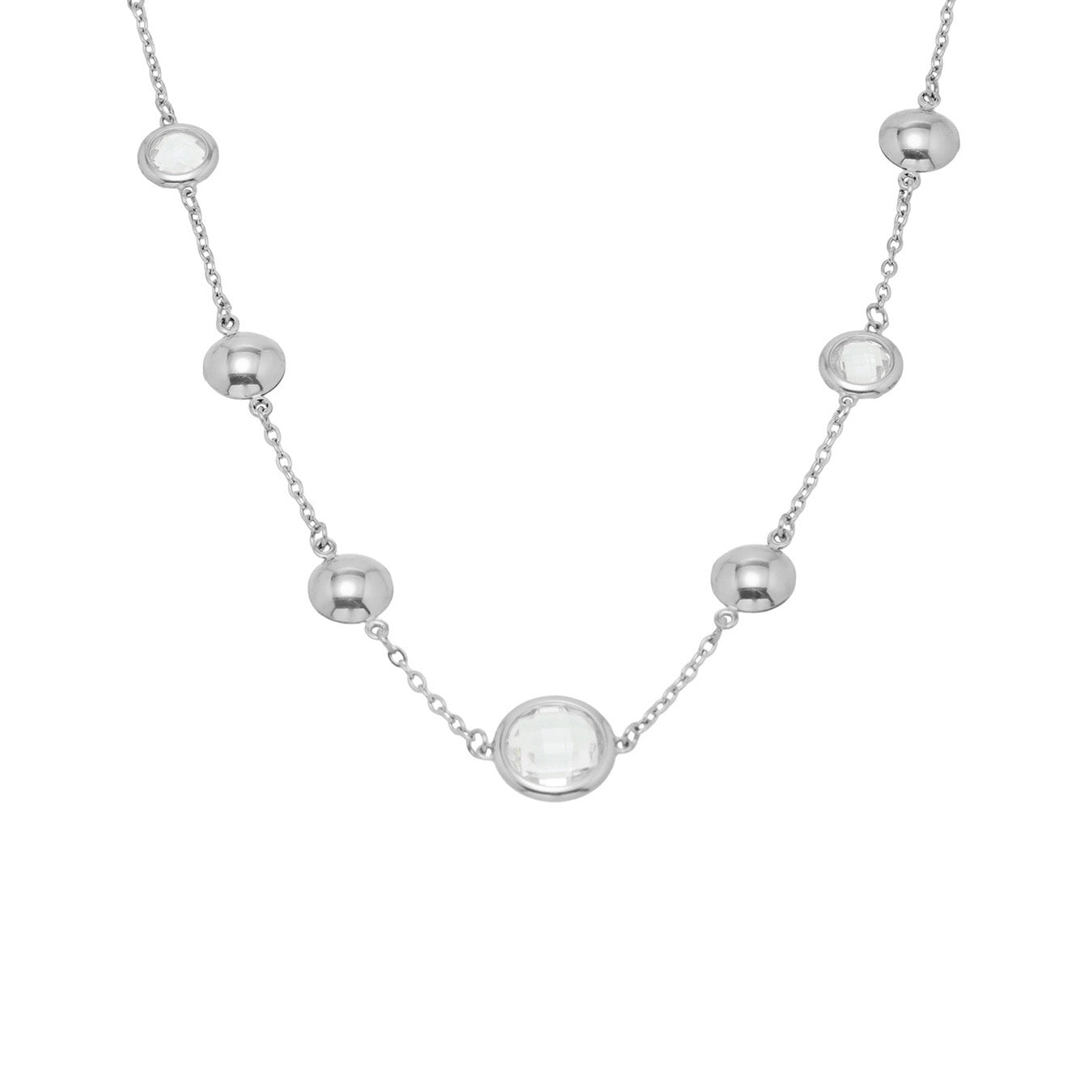Stainless Steel Super Flash Cut Glass Necklace