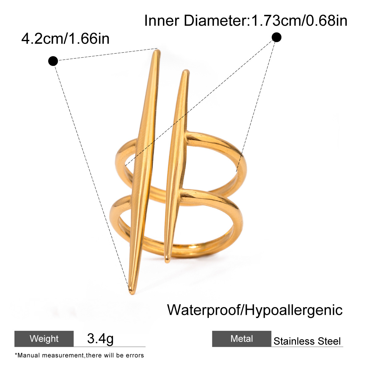 Stainless Steel Irregular Line Open Ring
