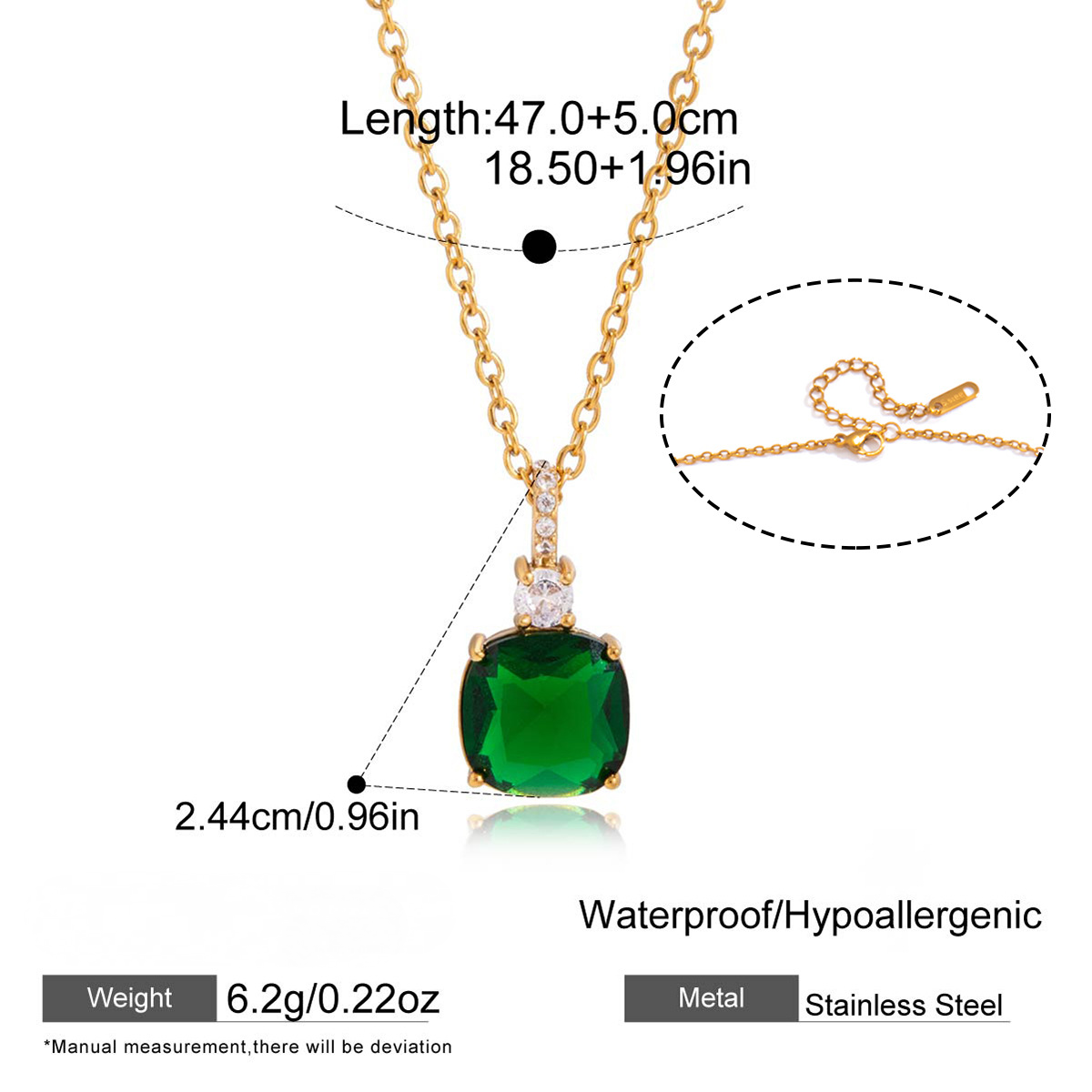 Stainless Steel Rainbow Cubic Zirconia Pendant Necklace