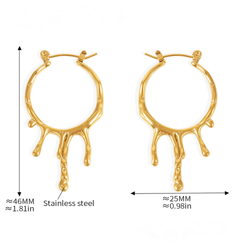 Stainless Steel Water Drop Liquid Irregular Hoop Earrings