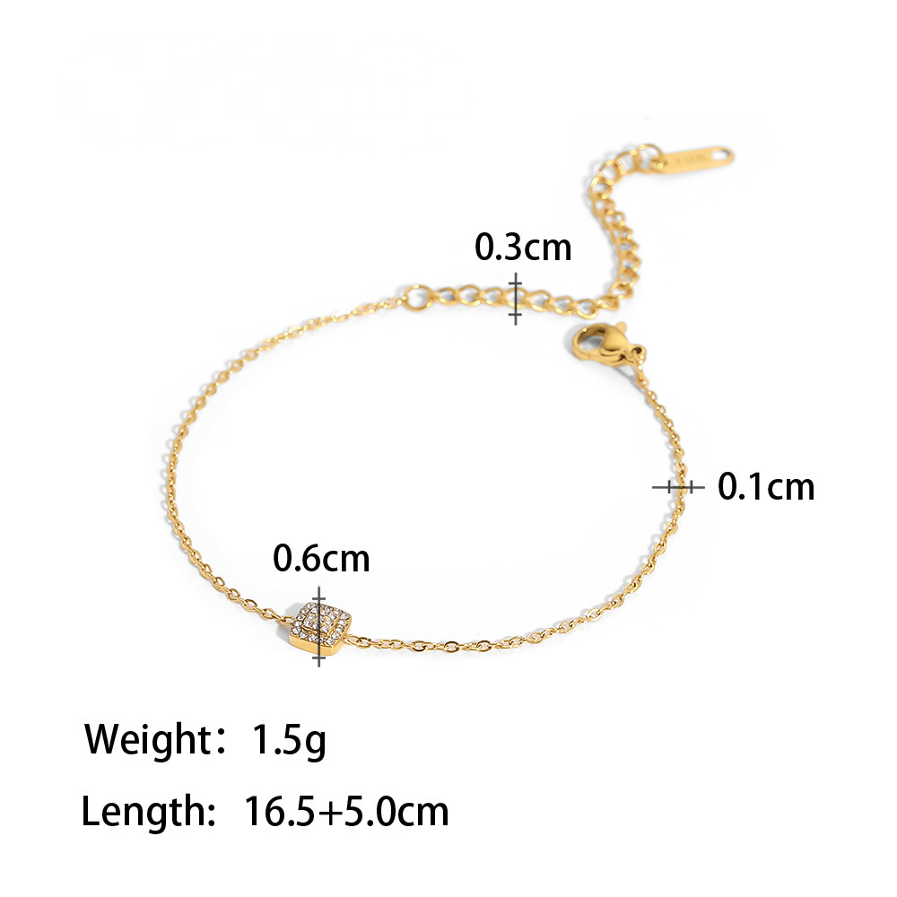 Stainless Steel Small Cube Sugar Heart Bracelet