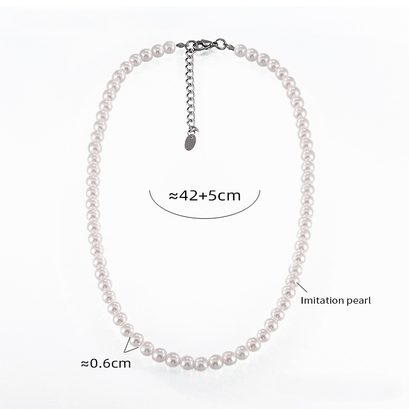 Imitation Pearl Grey & White Necklace