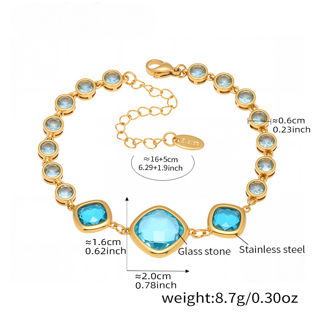 Transparent Cut Czech Square Glass Stone Bracelet