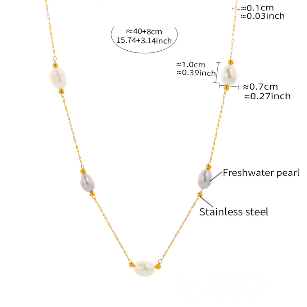 Stainless Steel Cultured Separated Pearl Necklace