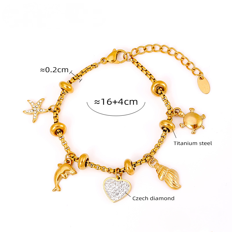 Stainless Steel Multi-element Pendant Inlay Czech Diamond Bracelet