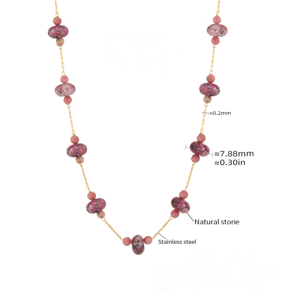 Stainless Steel Natural Stone Beaded Necklace