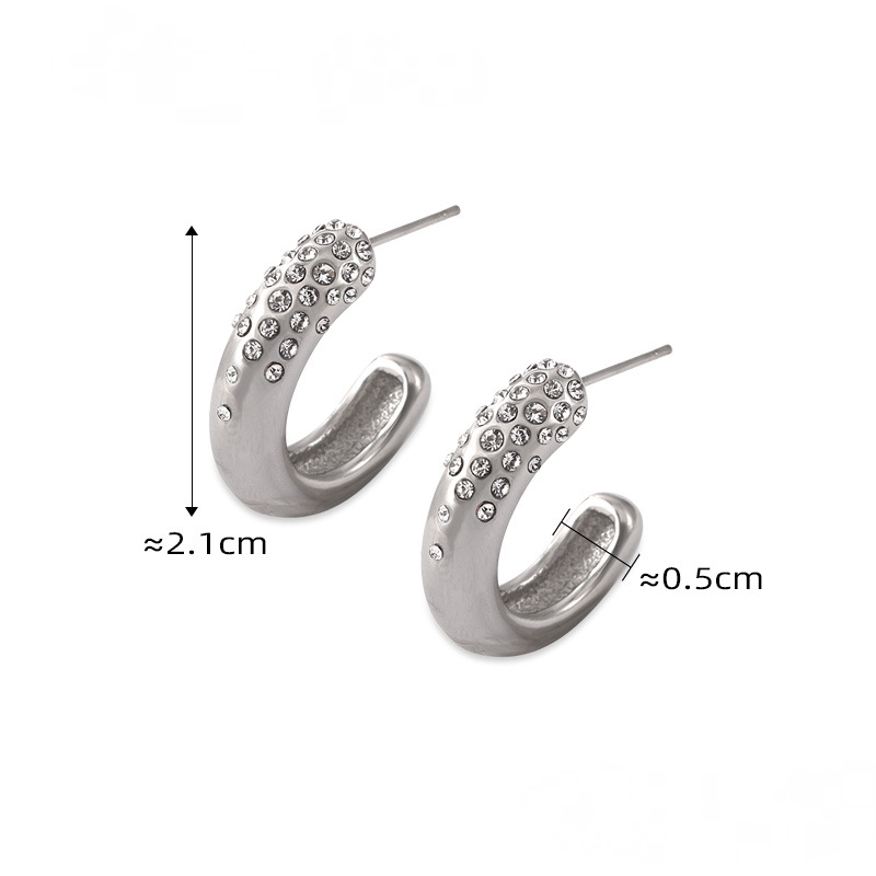 Stainless Steel Crushed Czech Diamond Hoop Earrings