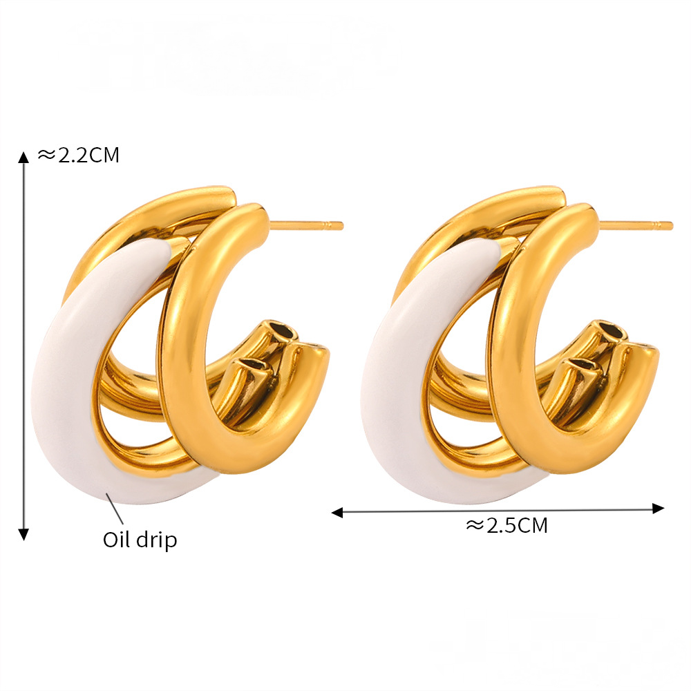 Stainless Steel Irregular Drip Oil Multi-layered Hoop Earrings