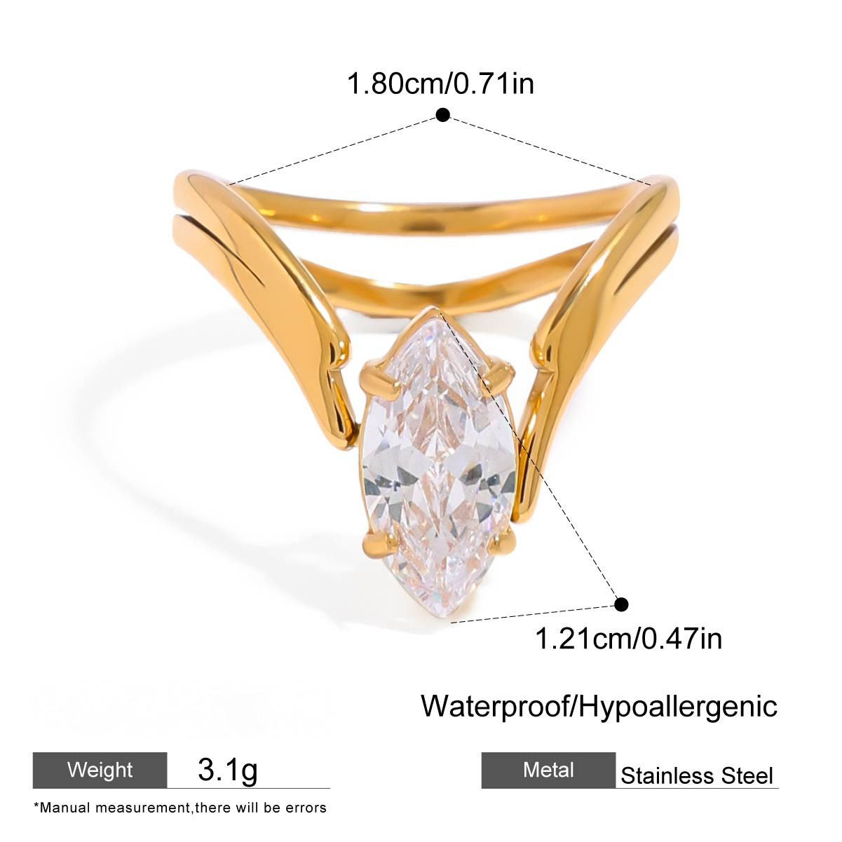 Stainless Steel Cubic Zirconia Ring Combination
