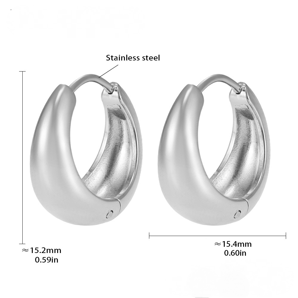 Polished Minimalist Stainless Steel Huggie Earrings