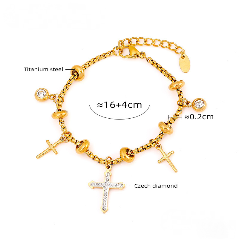 Stainless Steel Multi-element Pendant Inlay Czech Diamond Bracelet