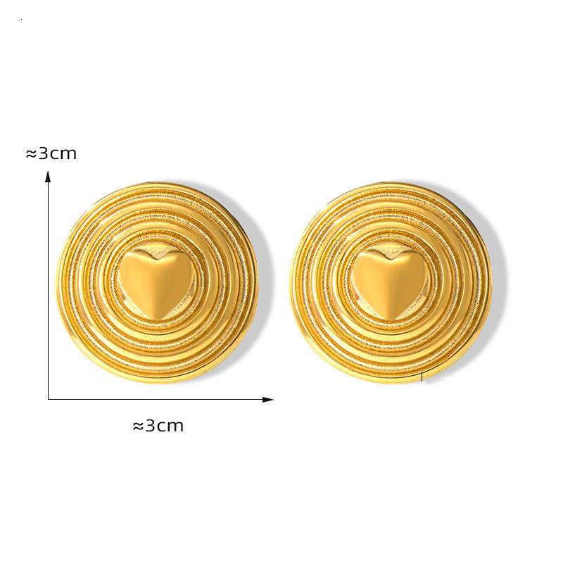Stainless Steel Heart Shield Stud Earrings