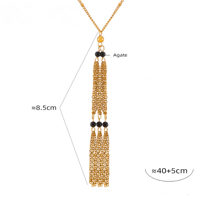 Multi-layer Chain Stitching Agate Stone Beaded Earrings Necklace Bracelet Jewelry Suit