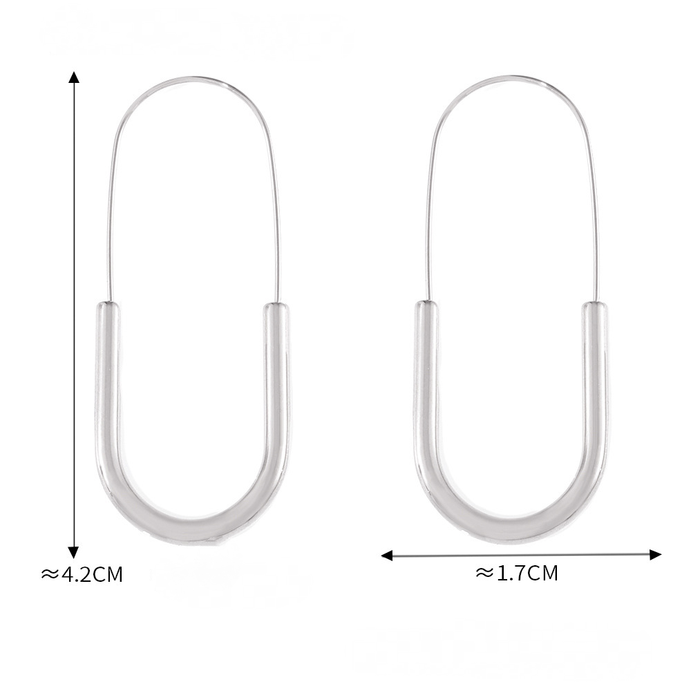 18K Gold PVD Stainless Steel Paper Clip Shape Drop Earrings