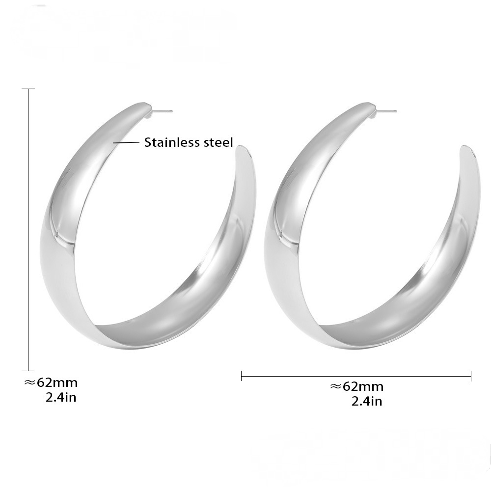 Stainless Steel Women's Multi-Size Hoop Polished Earrings