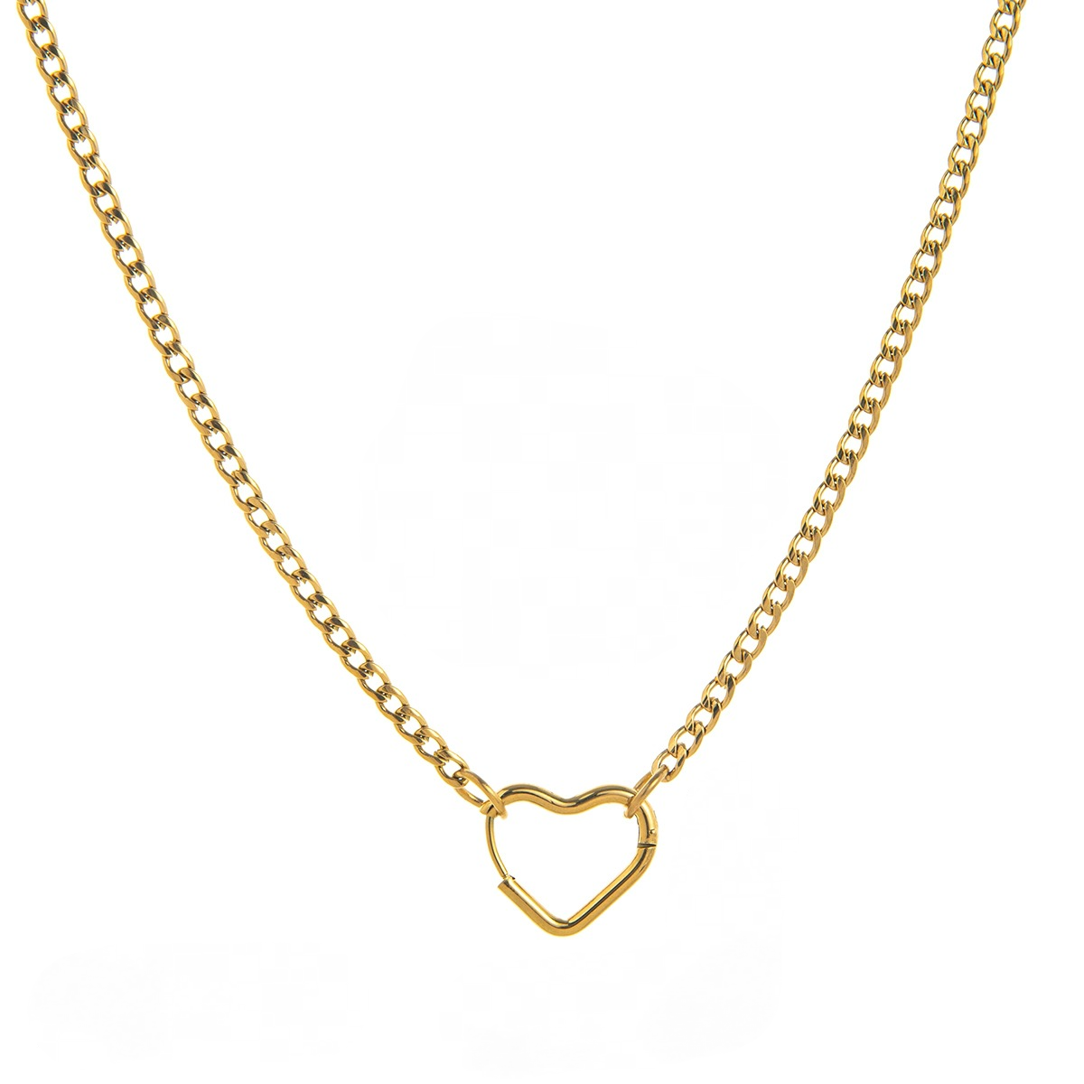 Stainless Steel Heart Live Buckle Chain Necklace