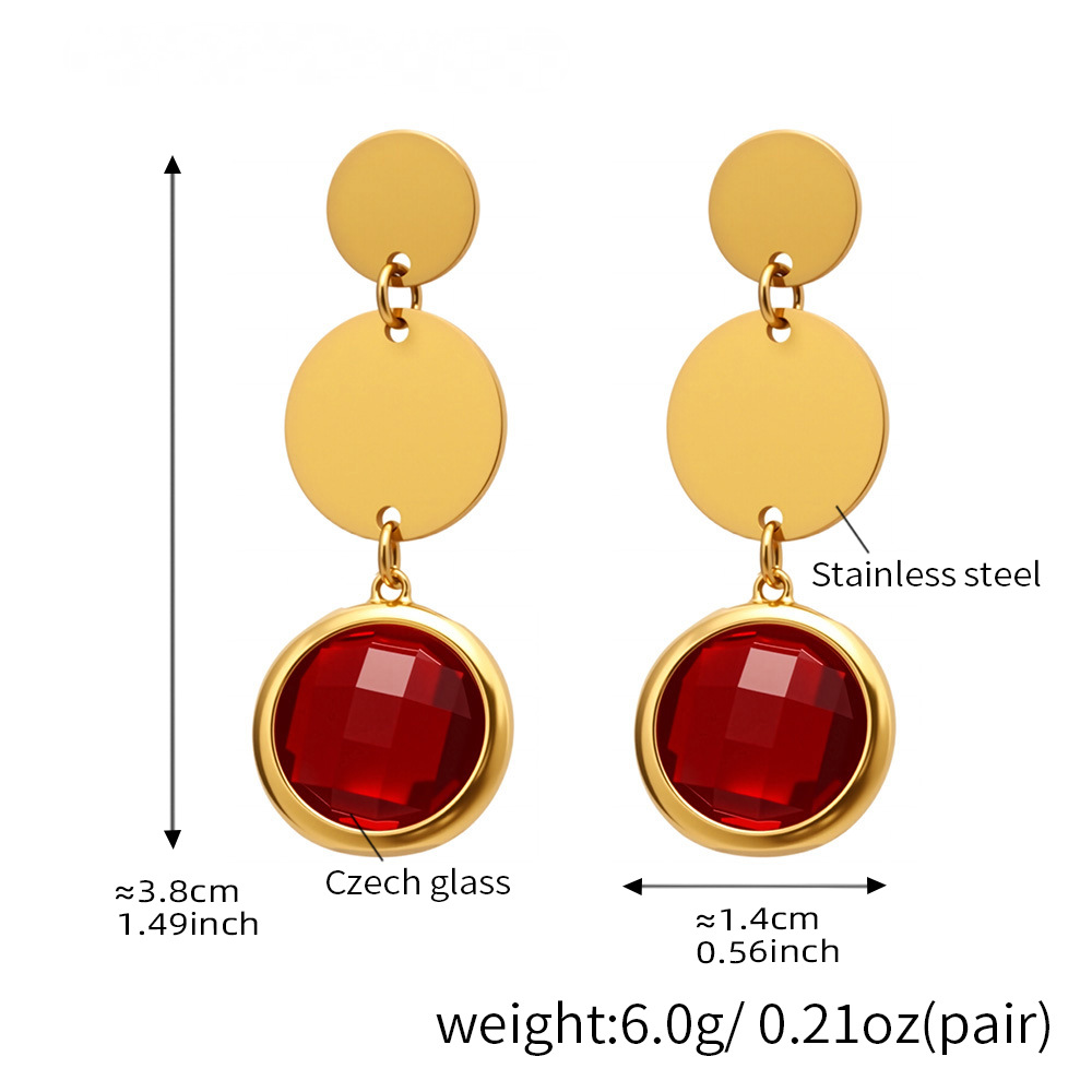 18K Gold PVD Cut Glass Circular Tassel Earrings