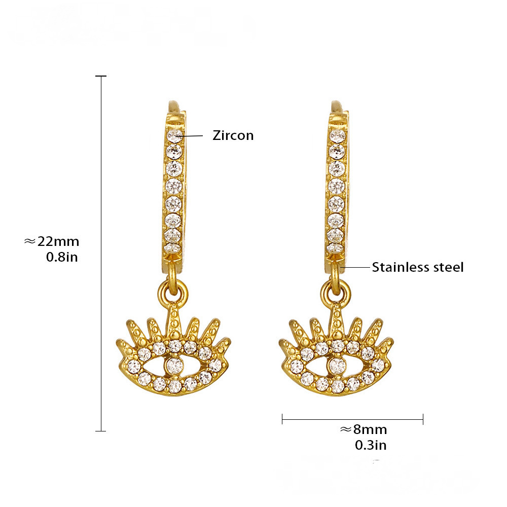 Stainless Steel Heart Moon Star Inlay CZ Drop Earrings