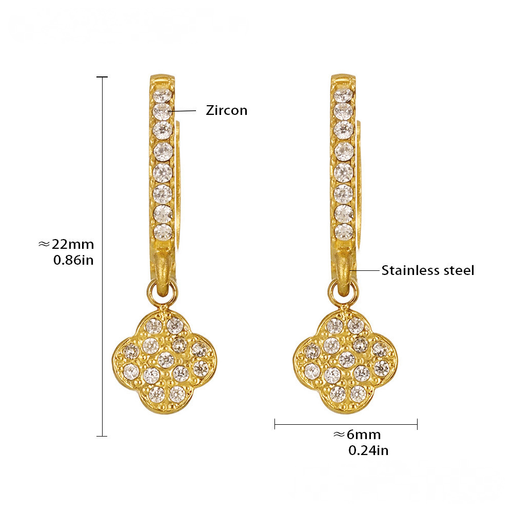 Stainless Steel Heart Moon Star Inlay CZ Drop Earrings