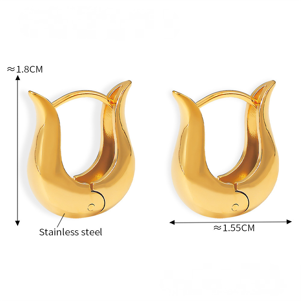 Stainless Steel Tulip Design Hoop Earrings
