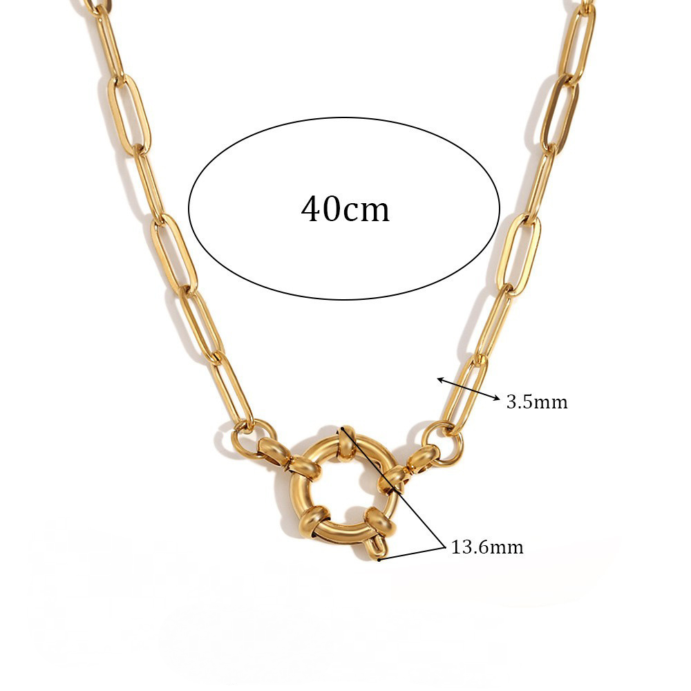 Stainless Steel Paperclip Chain Sailor Buckle Necklace