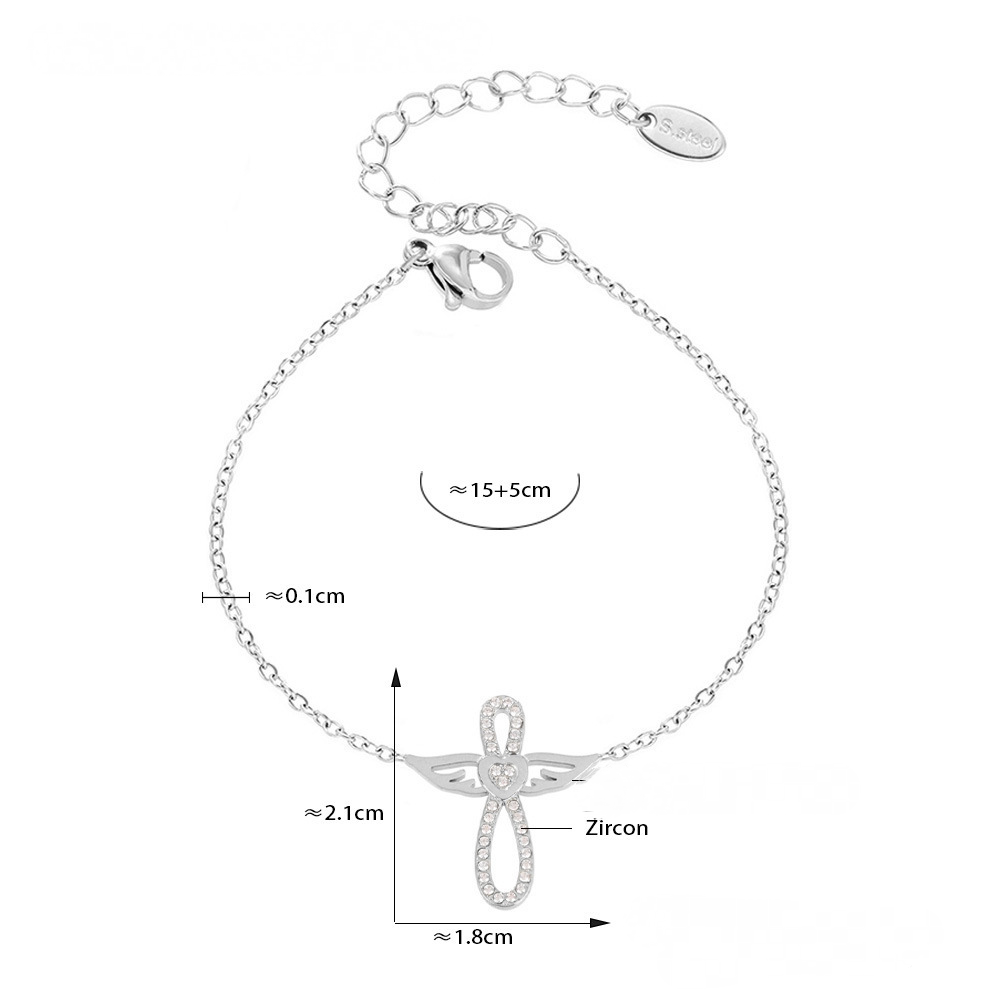 Angel Wings Inlay Cubic Zirconia Pendant Necklace Bracelet Jewelry Suit