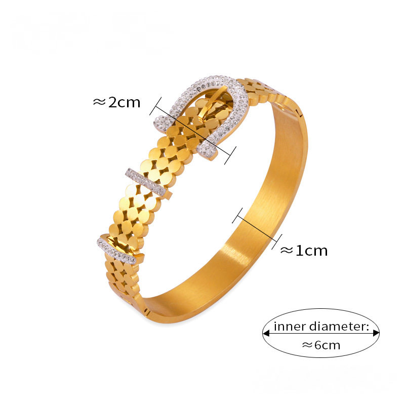 Stainless Steel Creative Geometric Inlay Czech Diamond Bracelet