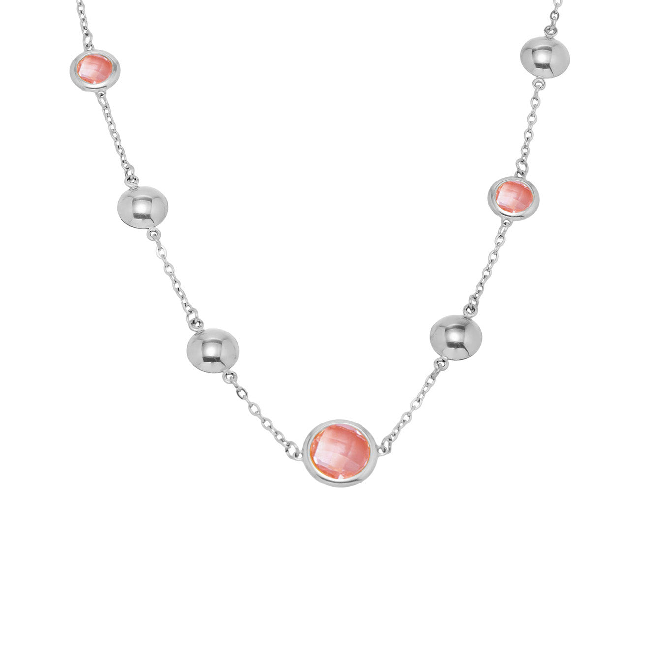 Stainless Steel Super Flash Cut Glass Necklace