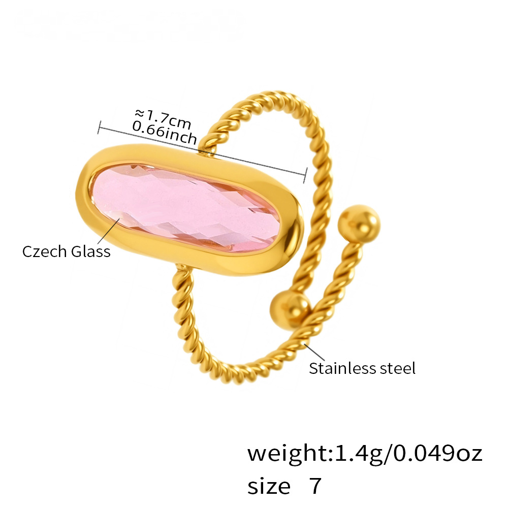 18K Gold PVD Czech Glass Threaded Steel Ball Ring