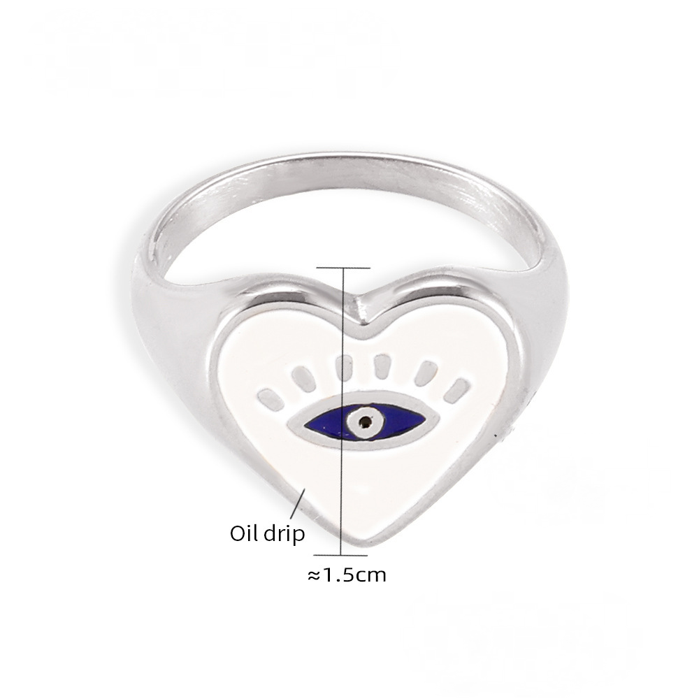 Stainless Steel Eye Drop Oil Heart Signet Ring