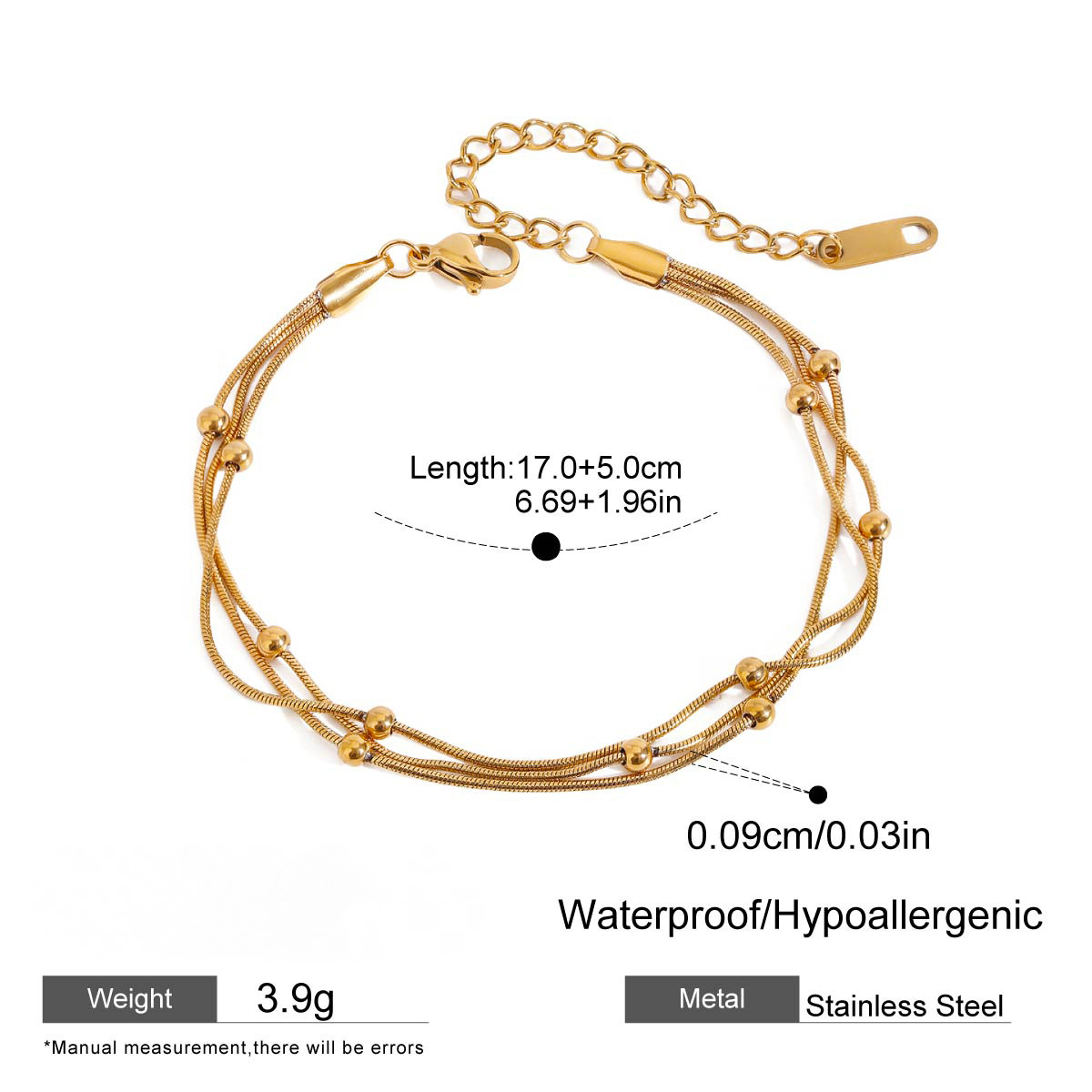 Stainless Steel Multi-layer Stacked Snake Chain Bracelet