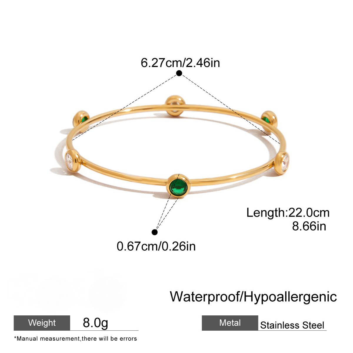 Stainless Steel Fine Pearl Zircon Bangle