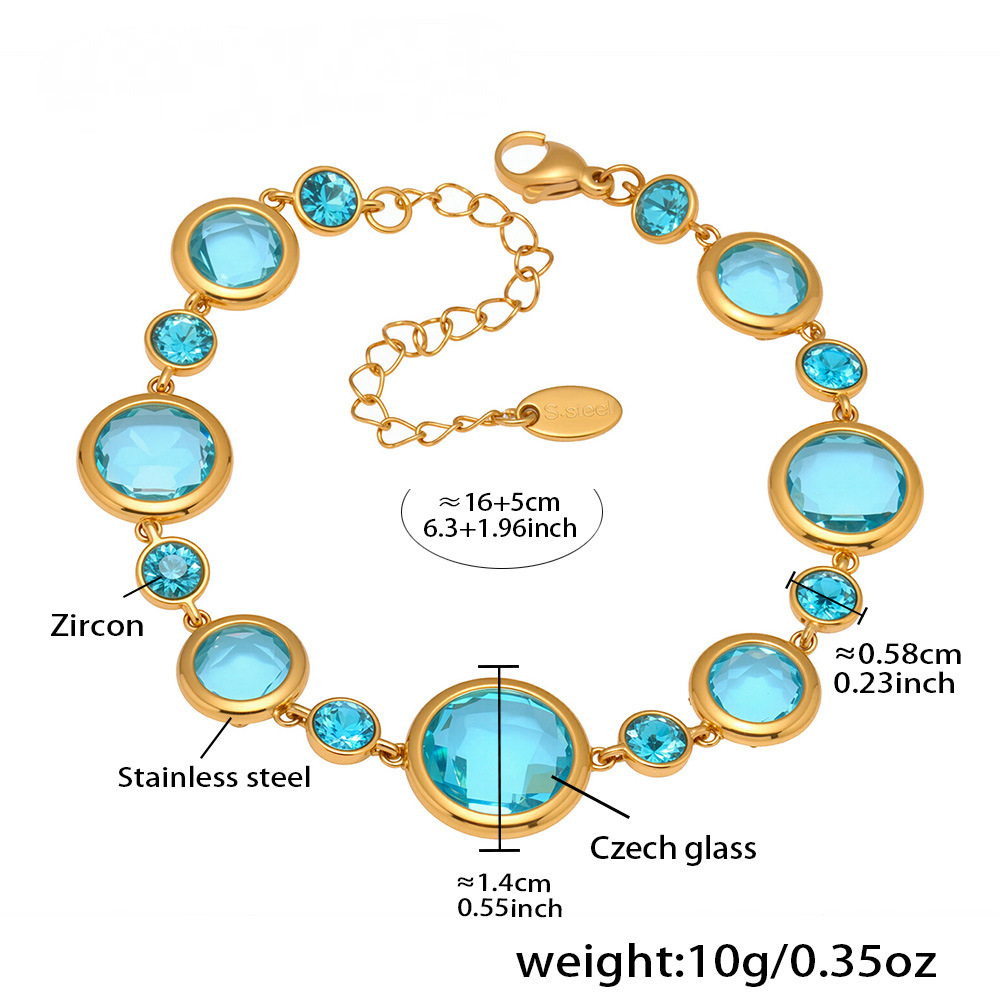Stainless Steel Transparent Czech Glass Bracelet